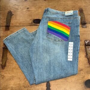Men's True Nation Light Blue Jeans with Rainbow Colorful Pocket Size 50